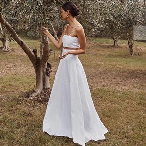 NWT Column White Linen Long Skirt